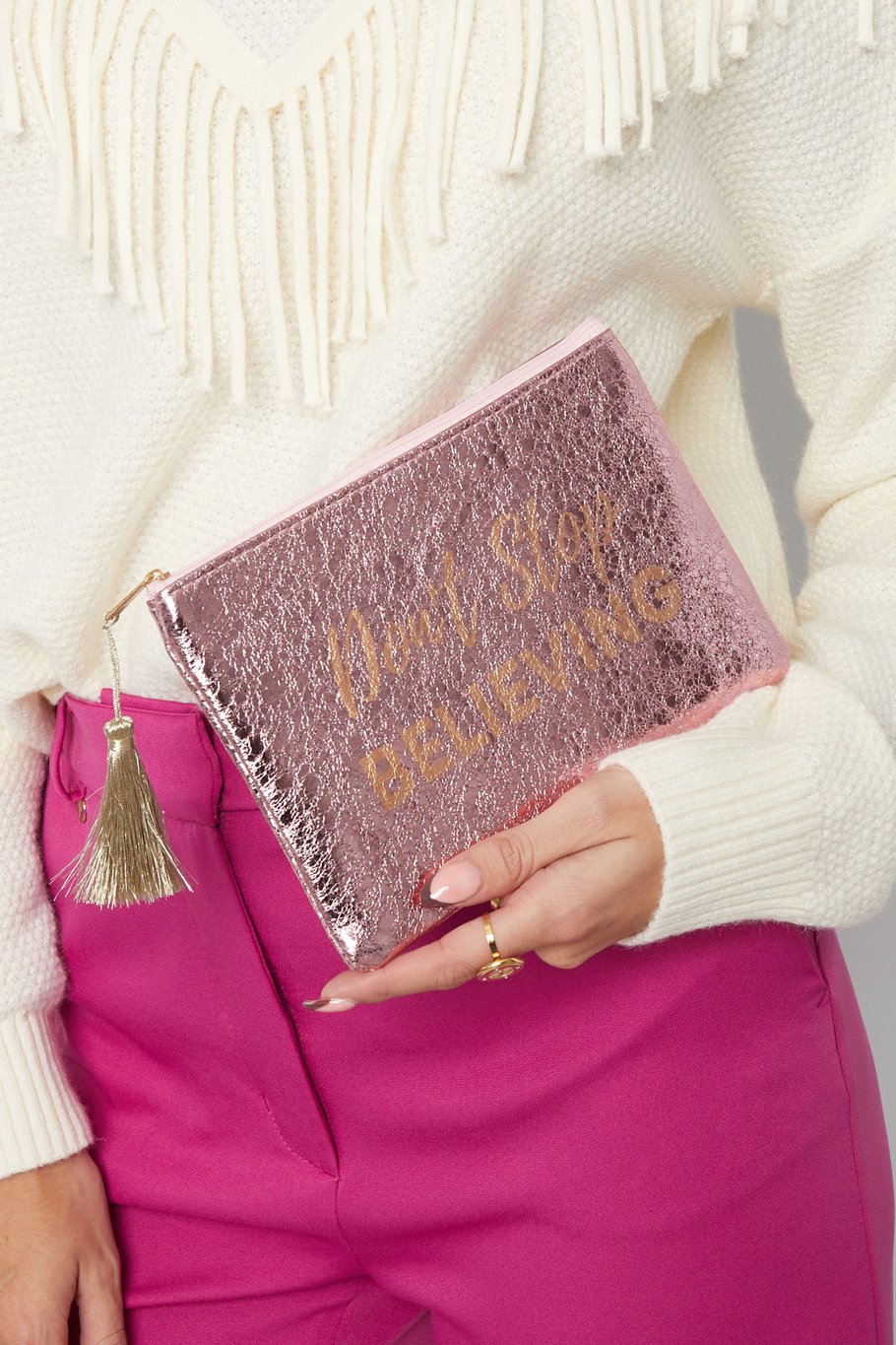 Make-up-Tasche Metallic Don't Stop Believing - Blau Bild2